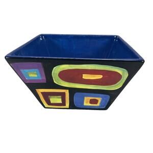 Modern Mary Naylor Designs Large Square Bowl Abstract Geometric 8 x 4.75 in Rare
